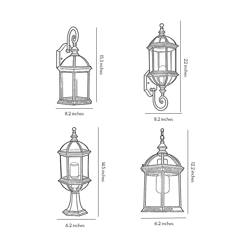 Line drawing of outdoor hanging lights for patio dimensions, providing installation specifications.