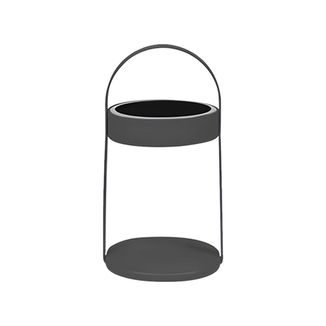 Black and white outdoor landscaping lighting lantern with strong handle design.