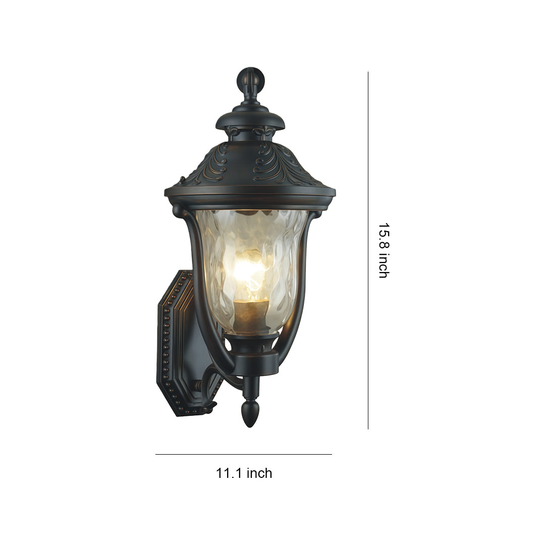 Outdoor light wall dimensions and installation guide, classic vintage design illustration