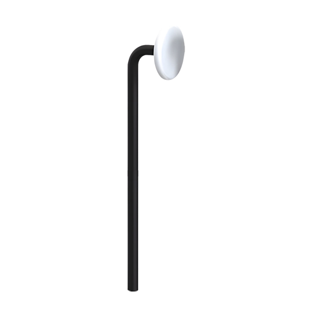 Straight black pole outdoor lighting path lights fixture with compact lamp.