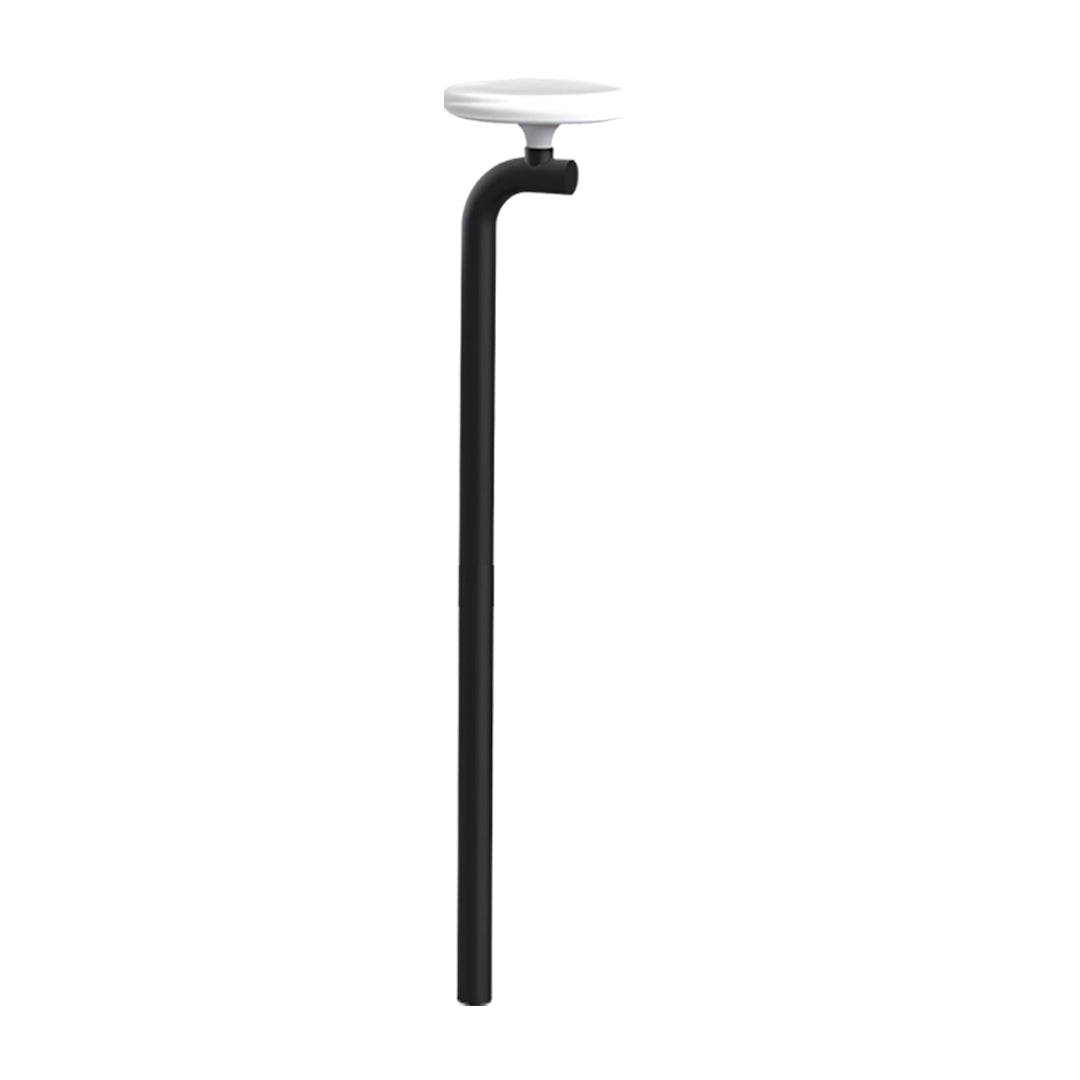 Long slim outdoor lighting path lights pole with a small top light in simple modern style.