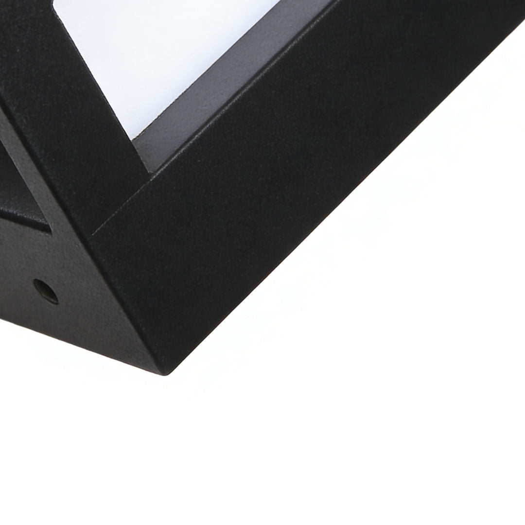 Black outdoor lights wall mount close-up highlighting angular design and durable construction.