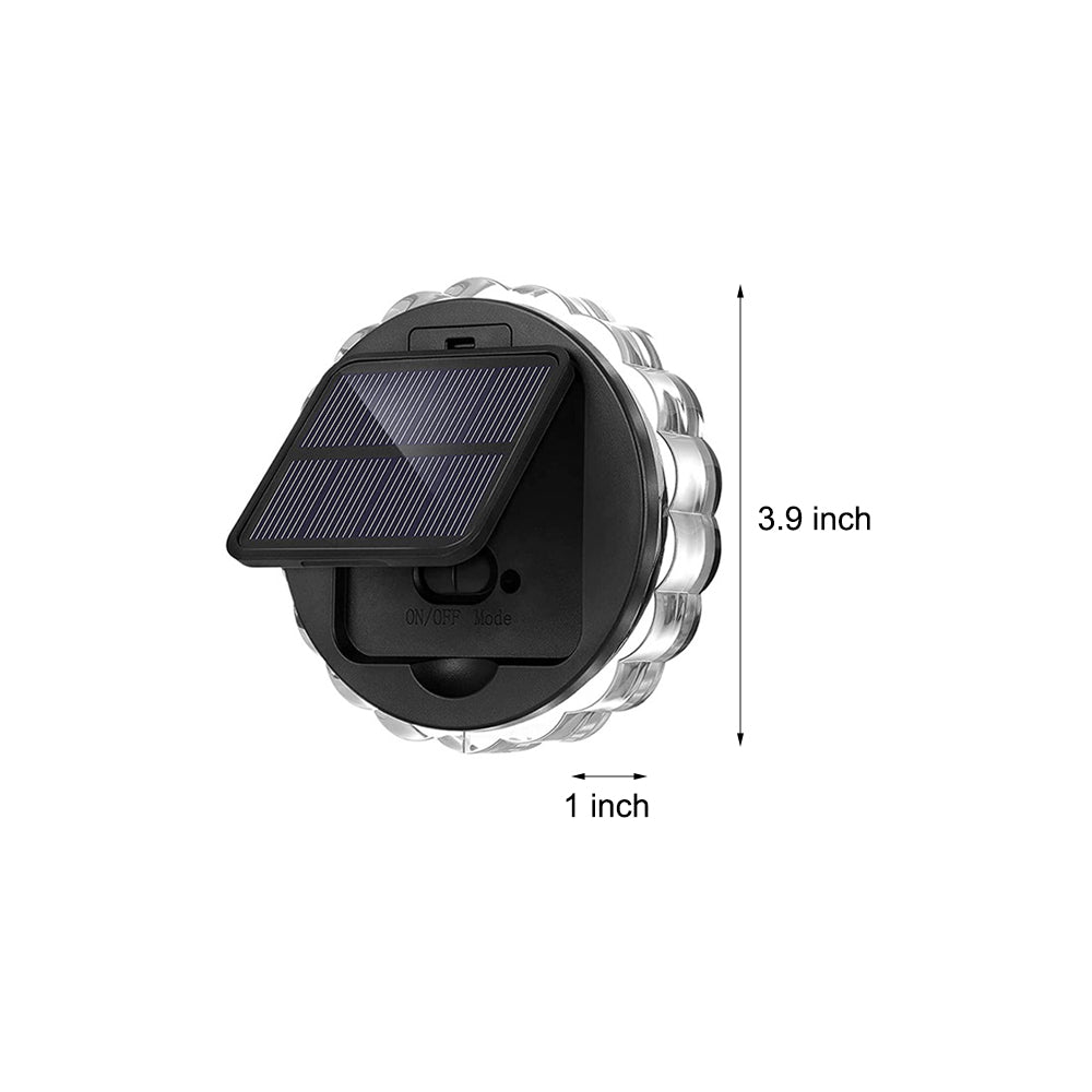 Outdoor patio solar lights dimensions, showcasing compact size and modern design for easy outdoor installation.