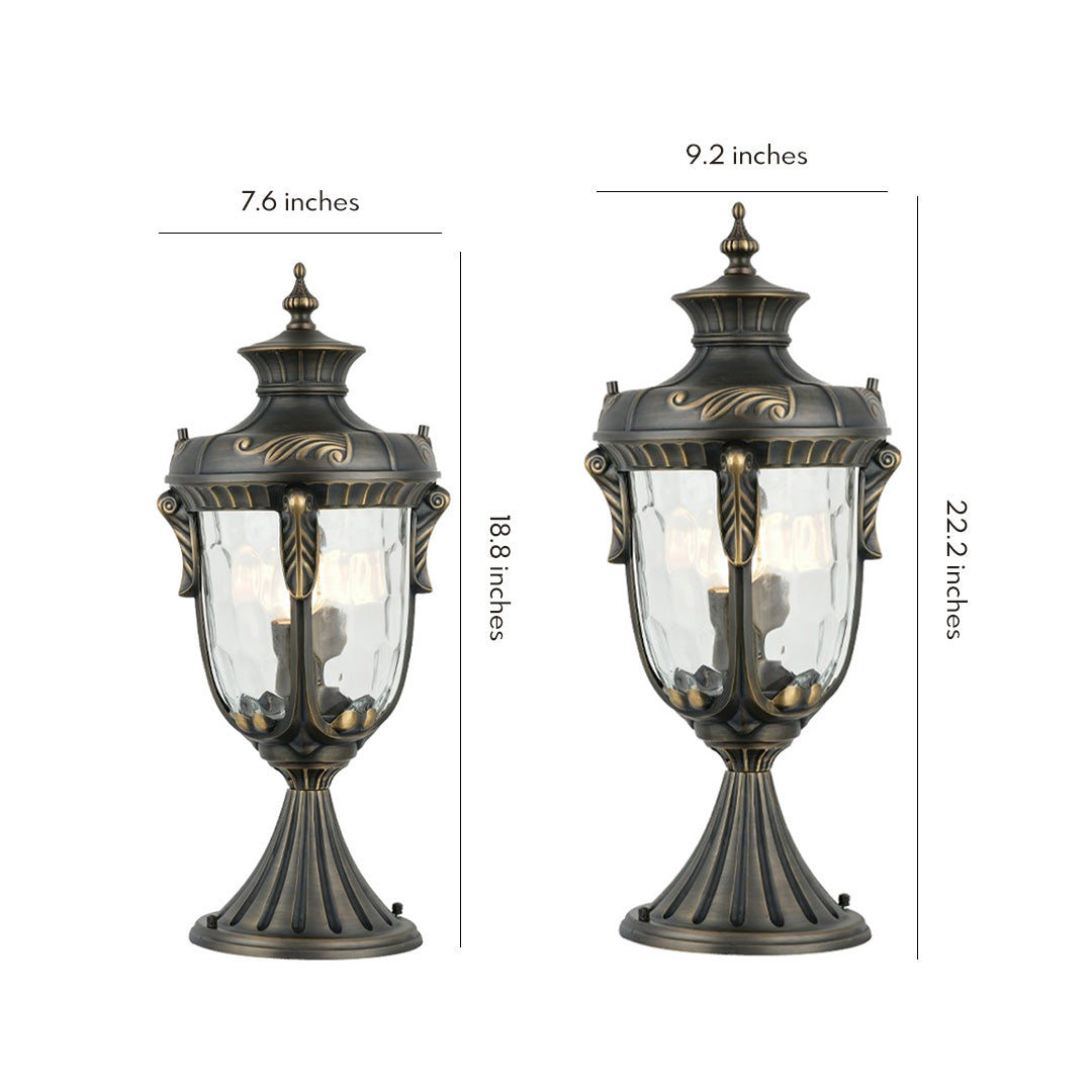 Technical diagram of outdoor pillar lights for house, showcasing their classic and functional design.