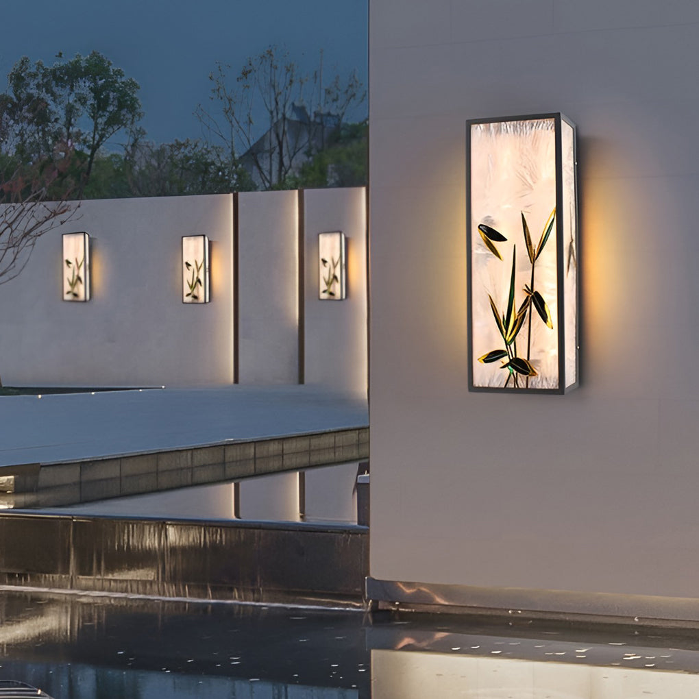 Outdoor retaining wall lights illuminating garden pathway wall