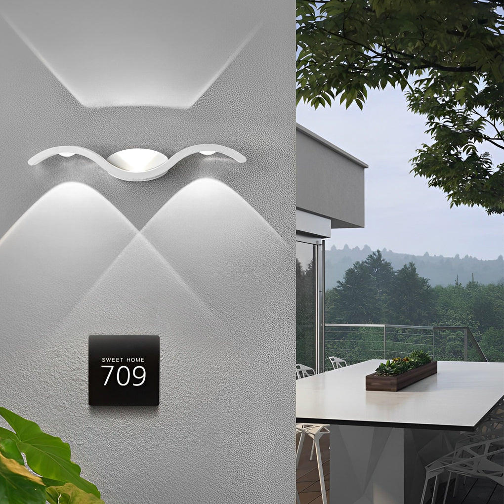 Outdoor seagull creative wavy wall mounted up down LED lighting outdoor scenes
