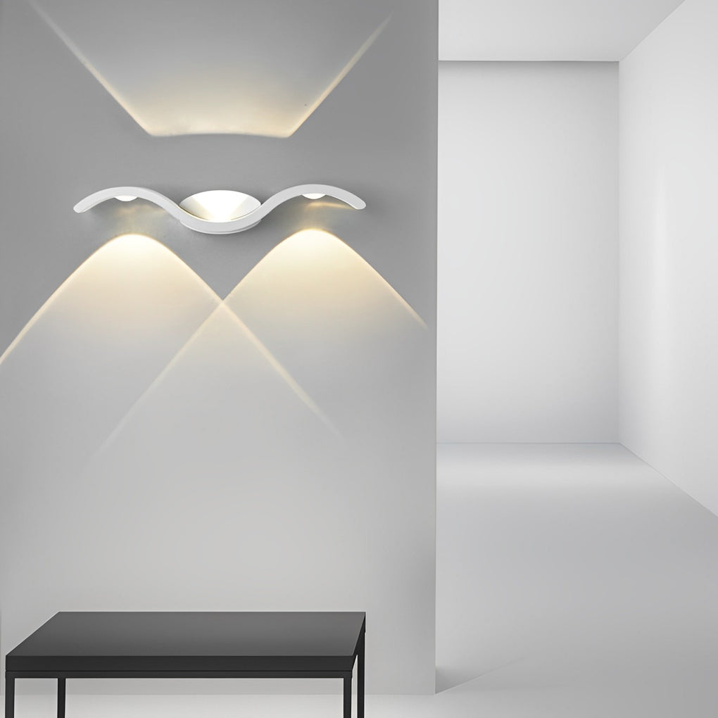 Outdoor seagull creative wavy wall mounted up down LED lighting emitting white lighting