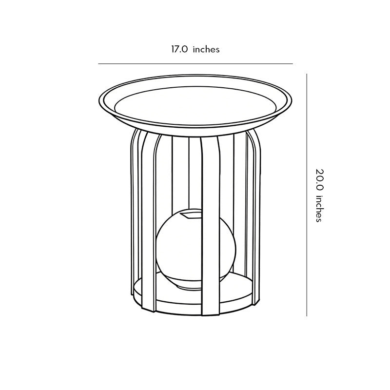 Technical diagram showing dimensions and structure of outdoor tray floor lamp models.