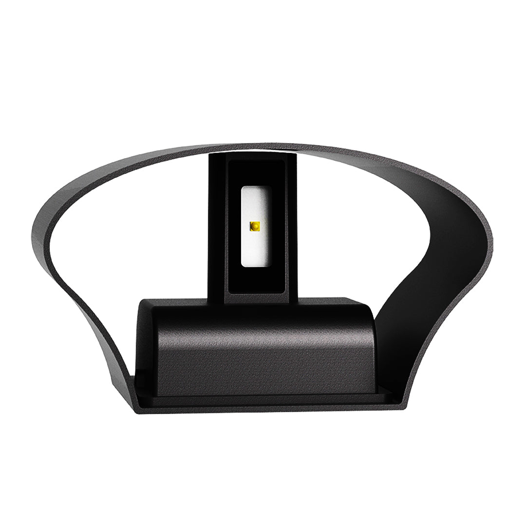 Outdoor up down wall light with a close-up of the mounting bracket and light.