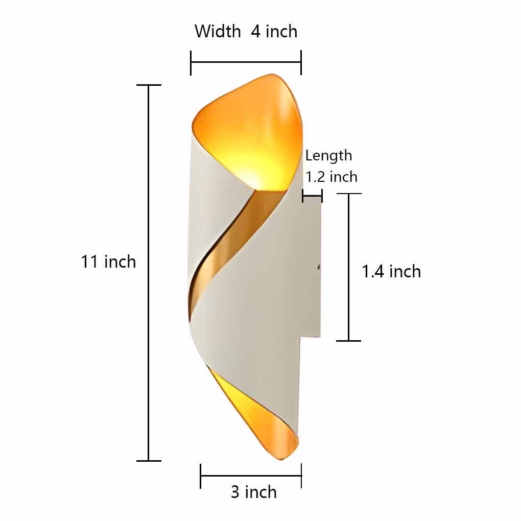 Outdoor up down wall light with dimensions: width 4 inch, length 11 inch, depth 3.4 inch.
