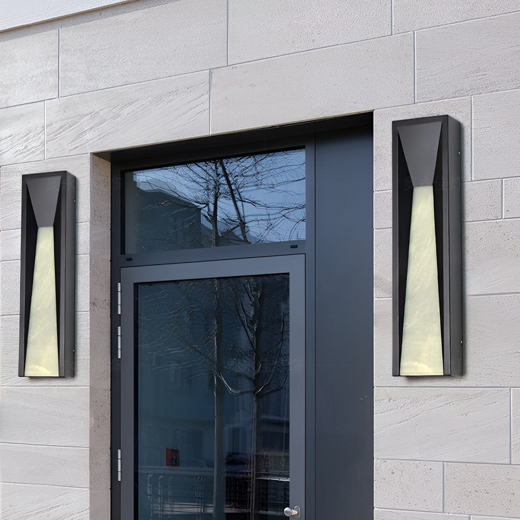 Outdoor wall light illuminating exterior patio area