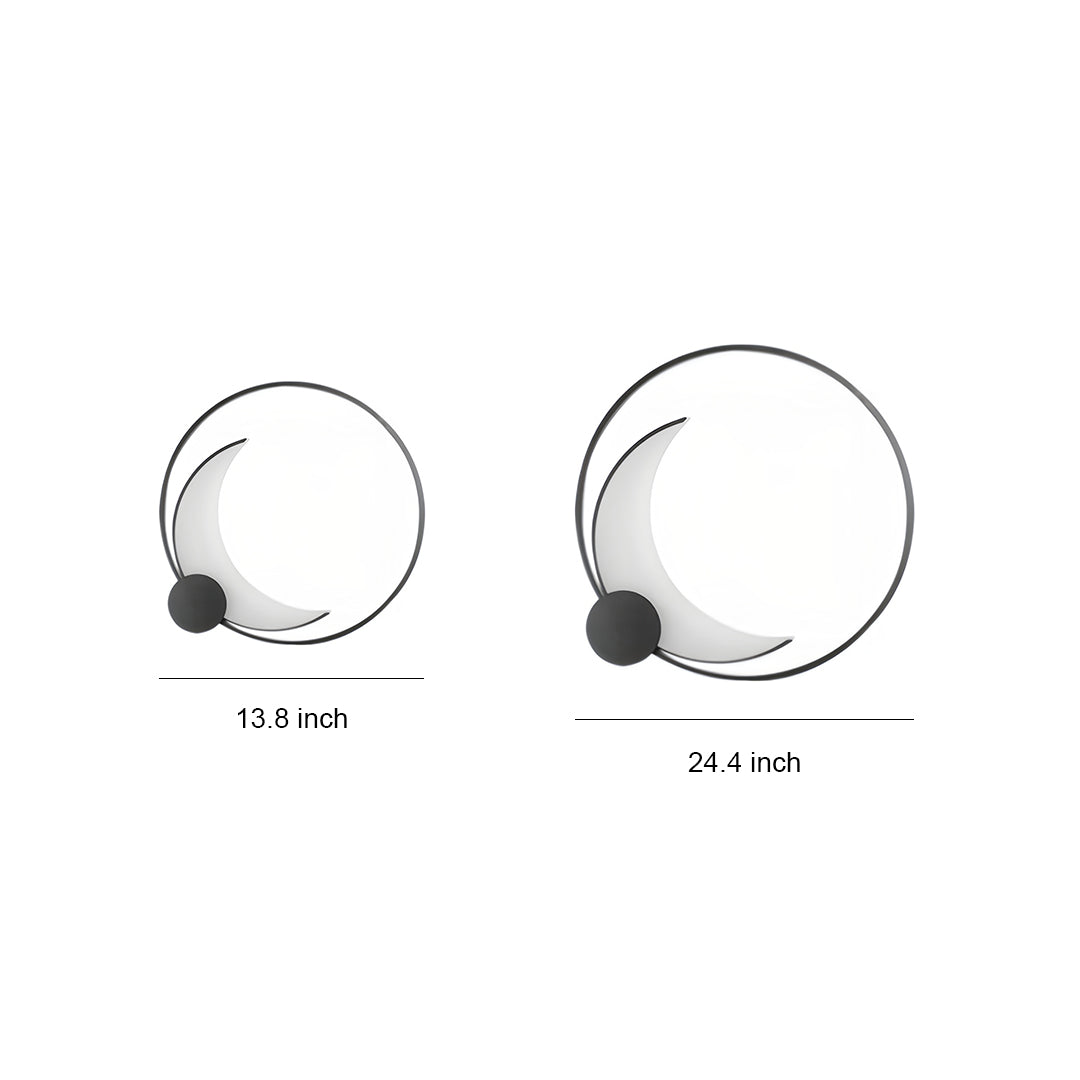 Size comparison chart of decorative outdoor wall lights showing two circular ring dimensions