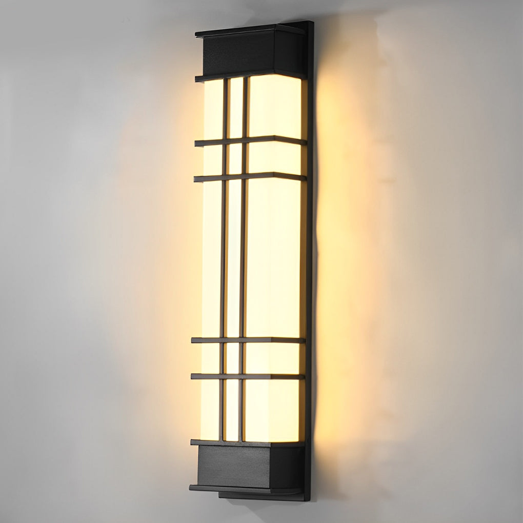 Outdoor wall sconce black providing focused light in a modern outdoor setting.
