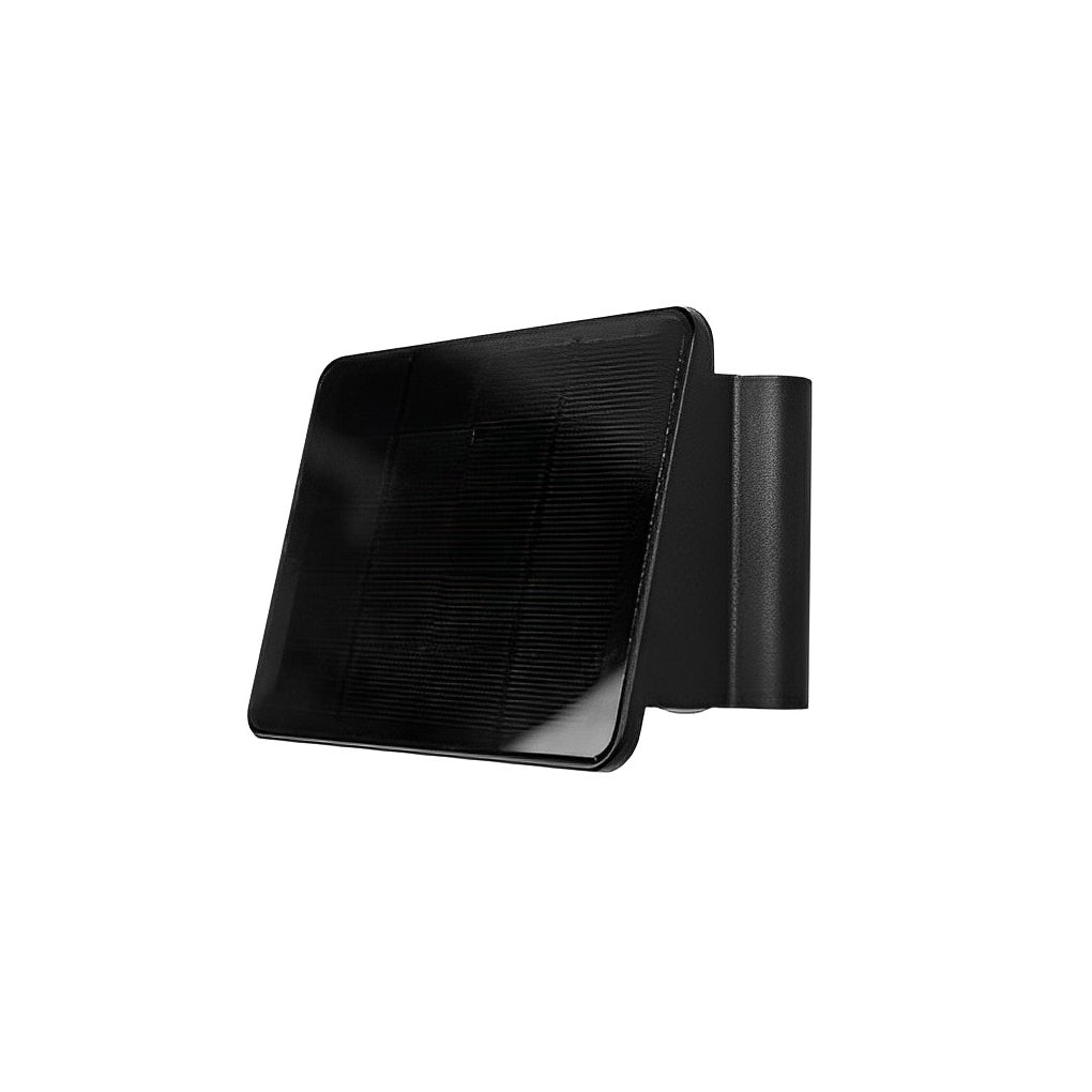 Outdoor wall sconce up and down lighting with a modern black finish, side view.