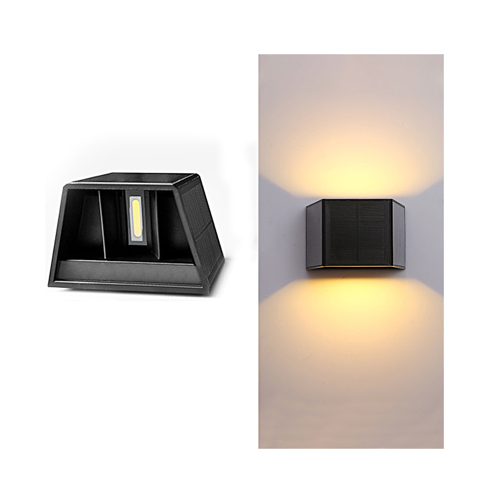 Outdoor wall sconce up and down lighting with a ribbed texture, displayed in a 3D perspective.