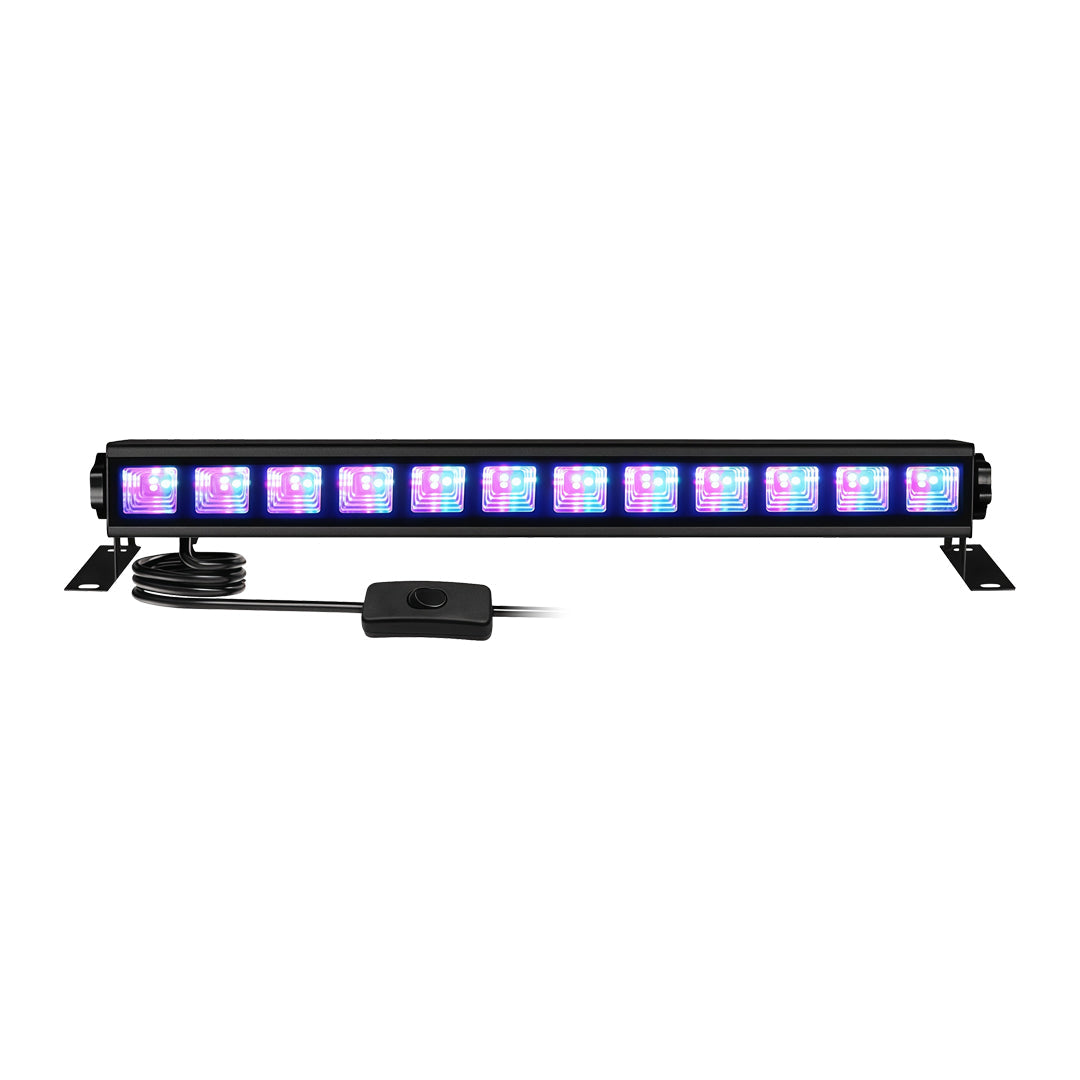 Outdoor wall wash lighting bar fixture with RGB LED illumination and sleek aluminum housing.