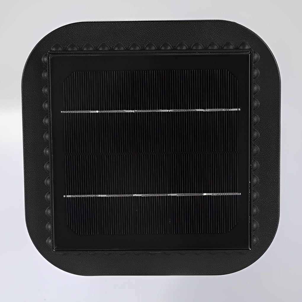 Outdoor waterproof post lamp in black, front view of the minimalist design.