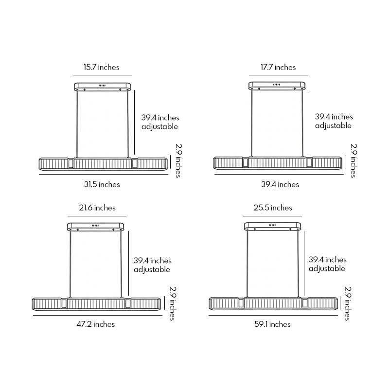 Technical diagram showing dimensions and structure of oval crystal chandelier models.