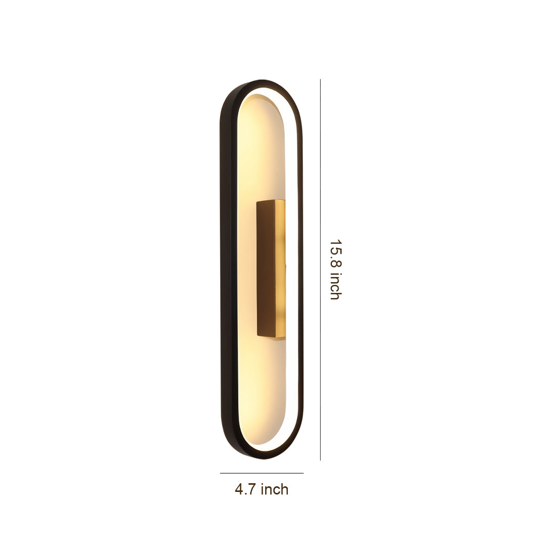 Modern wall pack LED light with sleek oval design and warm illumination for interior applications