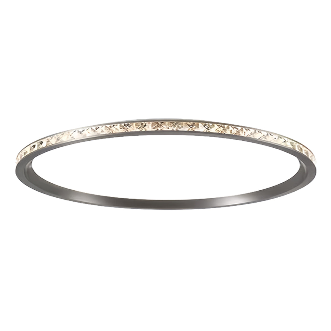 Oversized round flush mount LED light featuring extensive crystal detailing for statement lighting