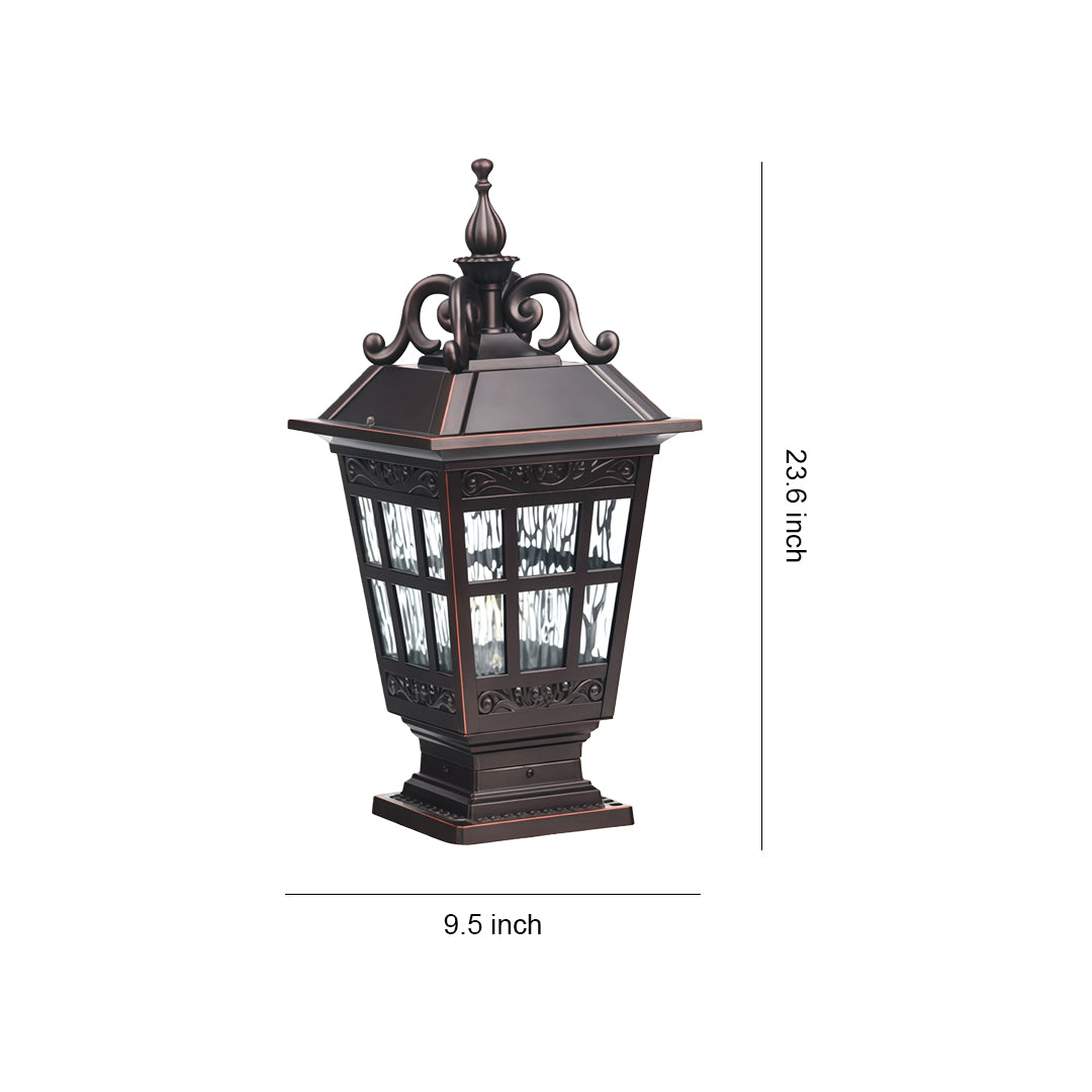 Pillar garden lights dimensions and installation guide, classic vintage outdoor lighting illustration