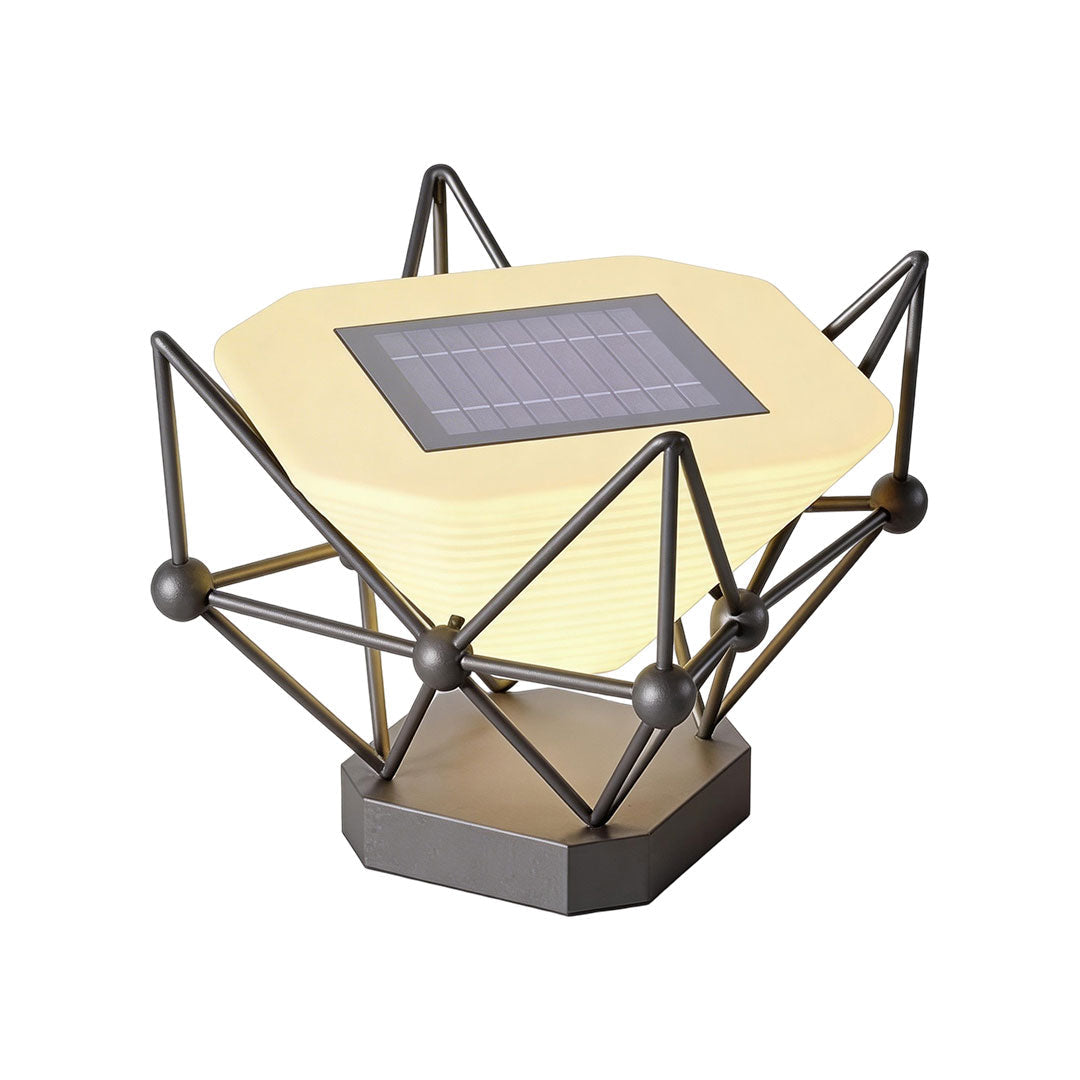 Pillar lights for garden with a modern design and solar panel for energy-efficient illumination.