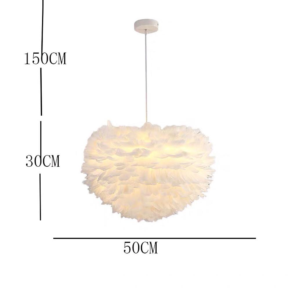 Pink feather pendant light combines style and functionality. Provides soft, ambient illumination while upgrading your interior design.
