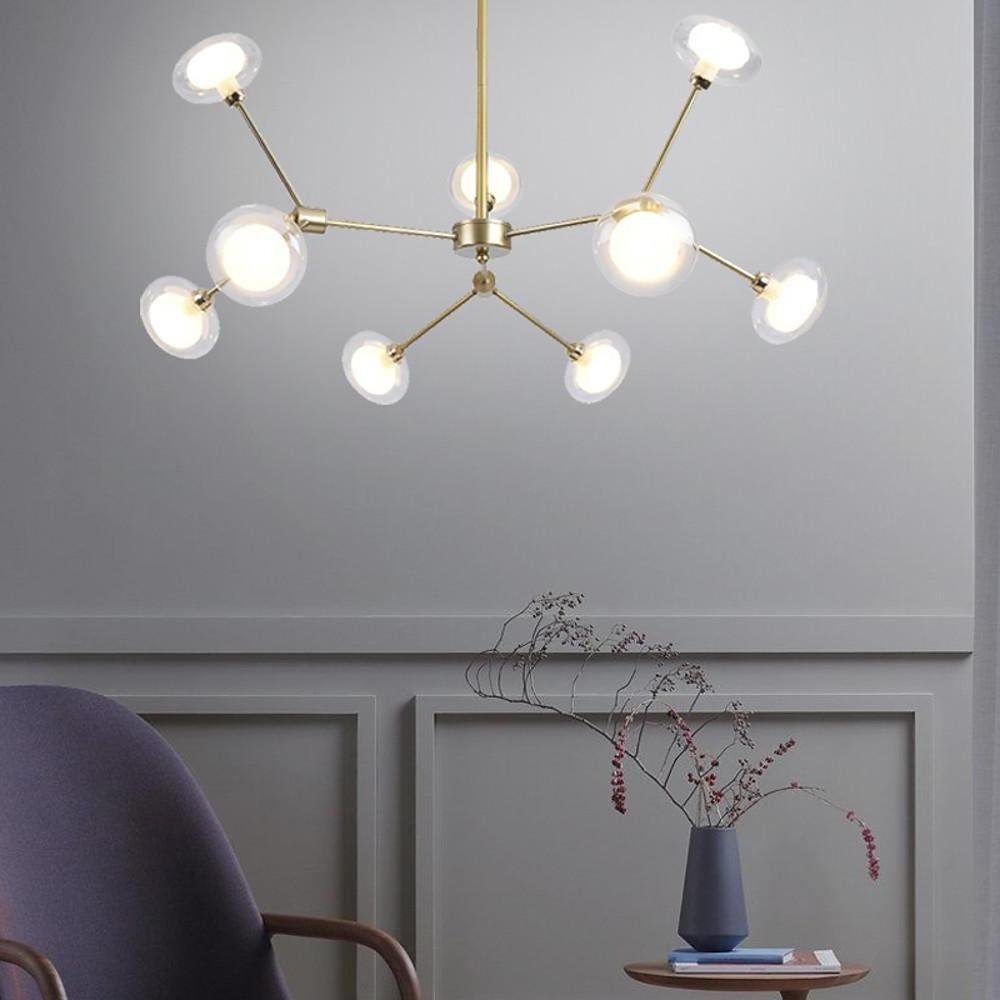 9 - light Glass LED Nordic Sputnik Chandeliers Hanging Ceiling Lights