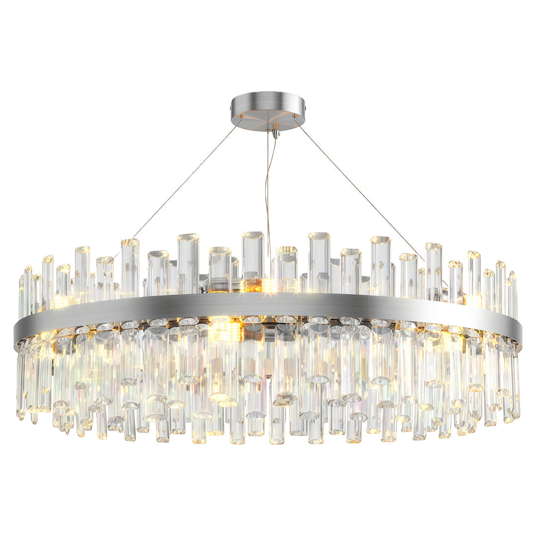 Modern luxury crystal chandelier style decorative wall sconce candle in polished chrome with crystals.