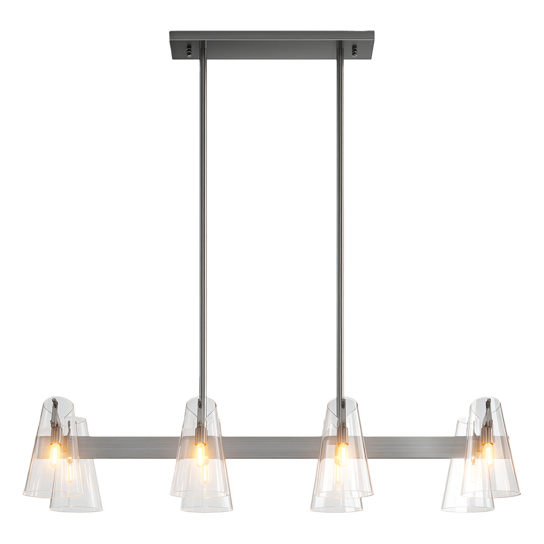 Glass flush mount lighting in polished chrome with rectangular configuration and clear shades