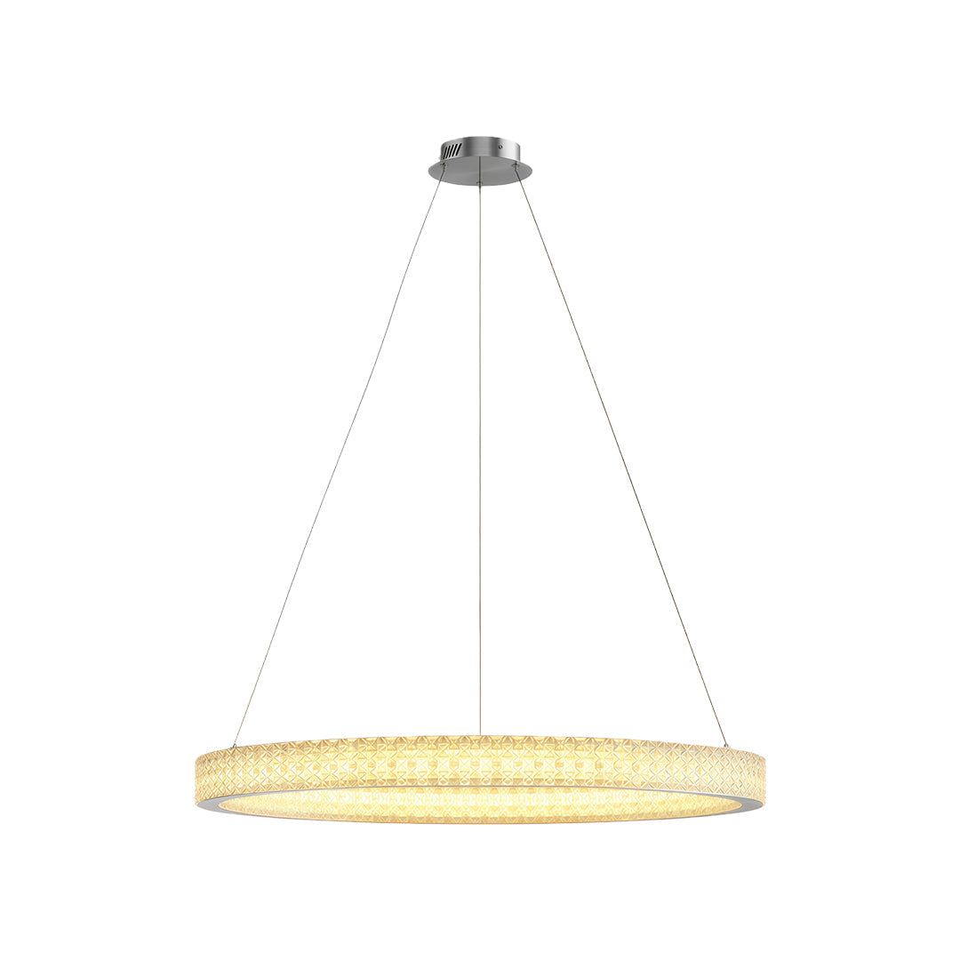 Vintage crystal chandeliers featuring polished chrome with single circular crystal configuration