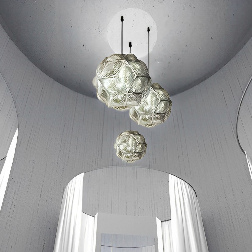 Polyhedron pendant light with a black finish, enhancing a contemporary interior.