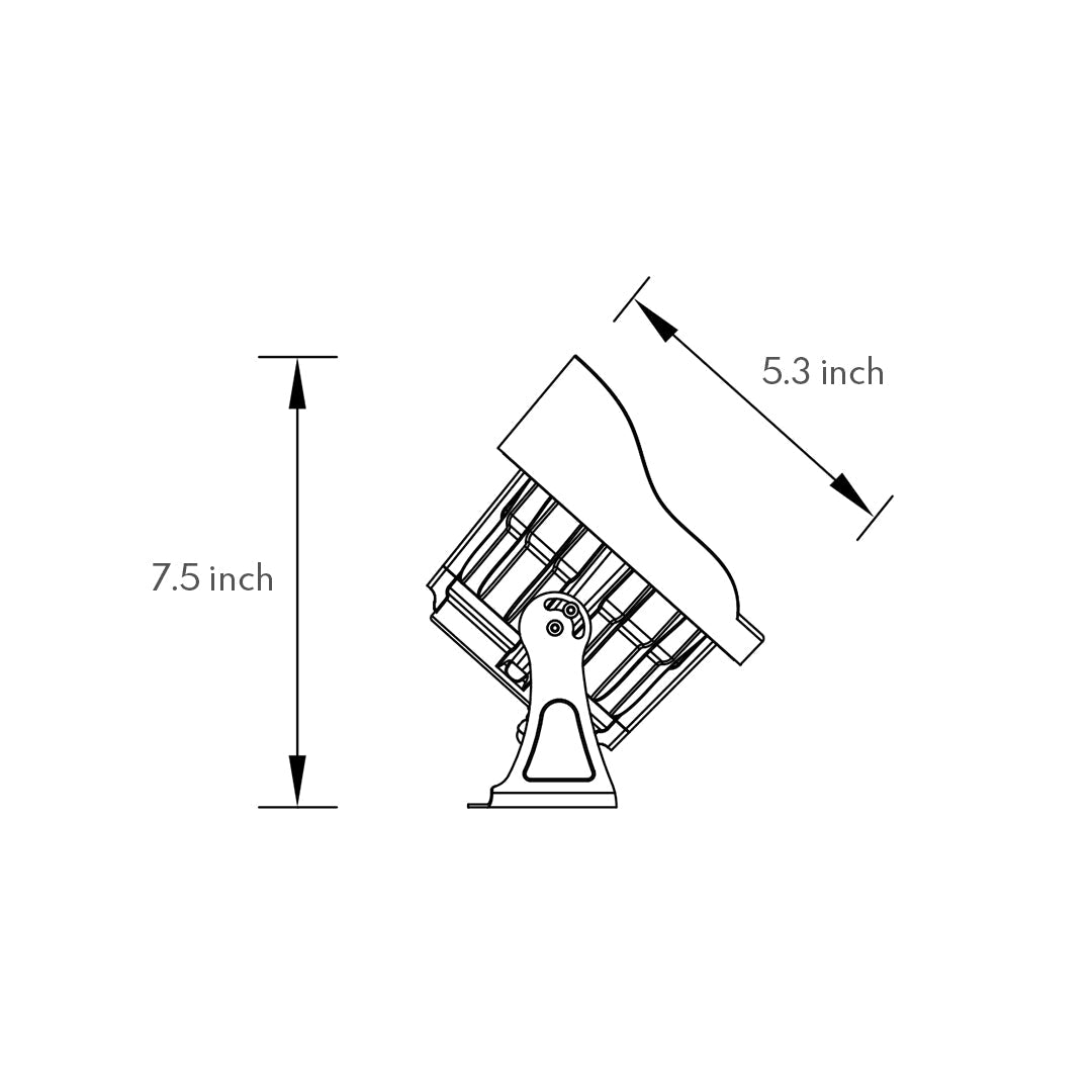Professional black LED floodlight with ribbed heat sink design and adjustable mounting bracket