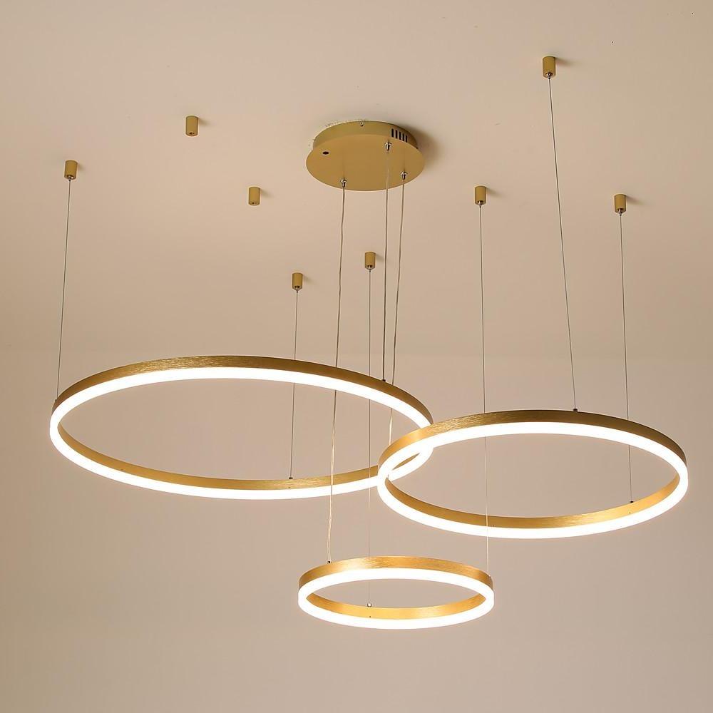 3 - Ring Modern Gold/Coffee Electroplated Dining Room Chandelier