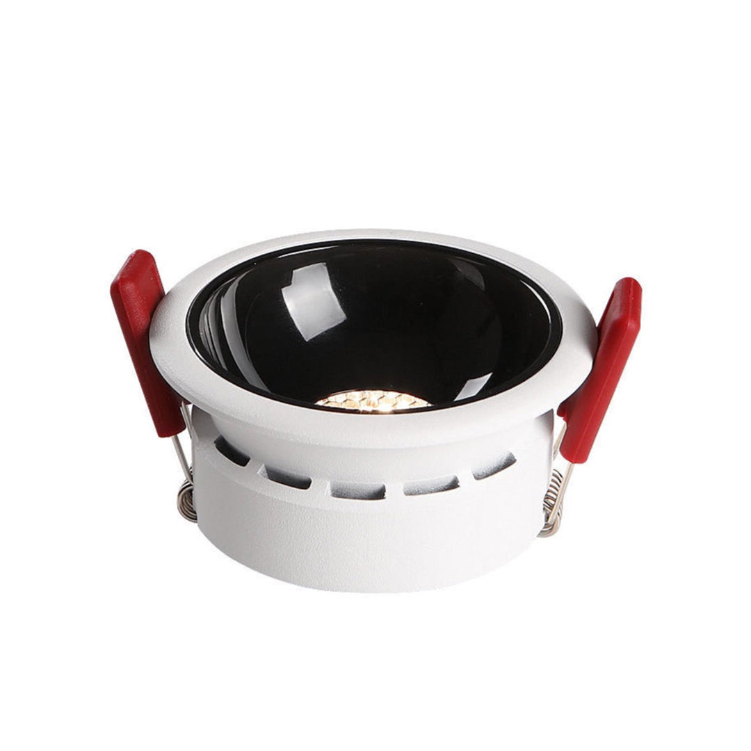 Black finish ceiling round led lights with sleek recessed design and red mounting hardware