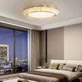 Quicksand Drum Crystal Chandelier Flush Mount Titanium Gold Ceiling Light