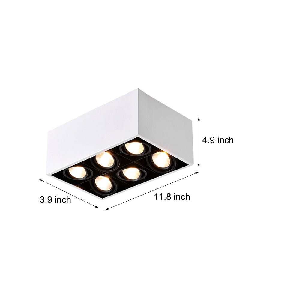 Rectangle Adjustable 6 - Head Flush Mount Ceiling Lights Spotlight