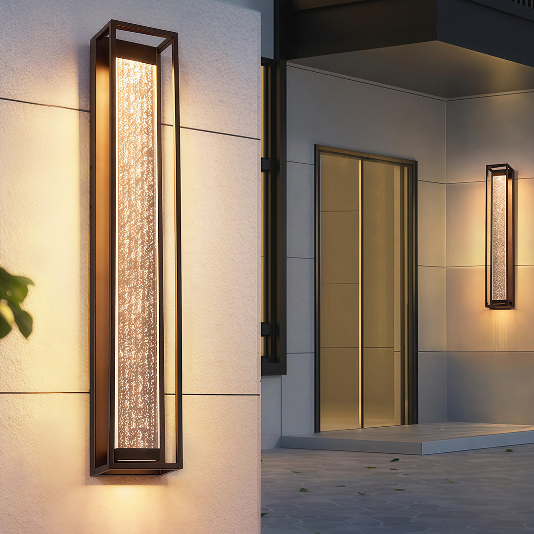 Outdoor sconces black with a rectangular design, providing sophisticated lighting for outdoor spaces.