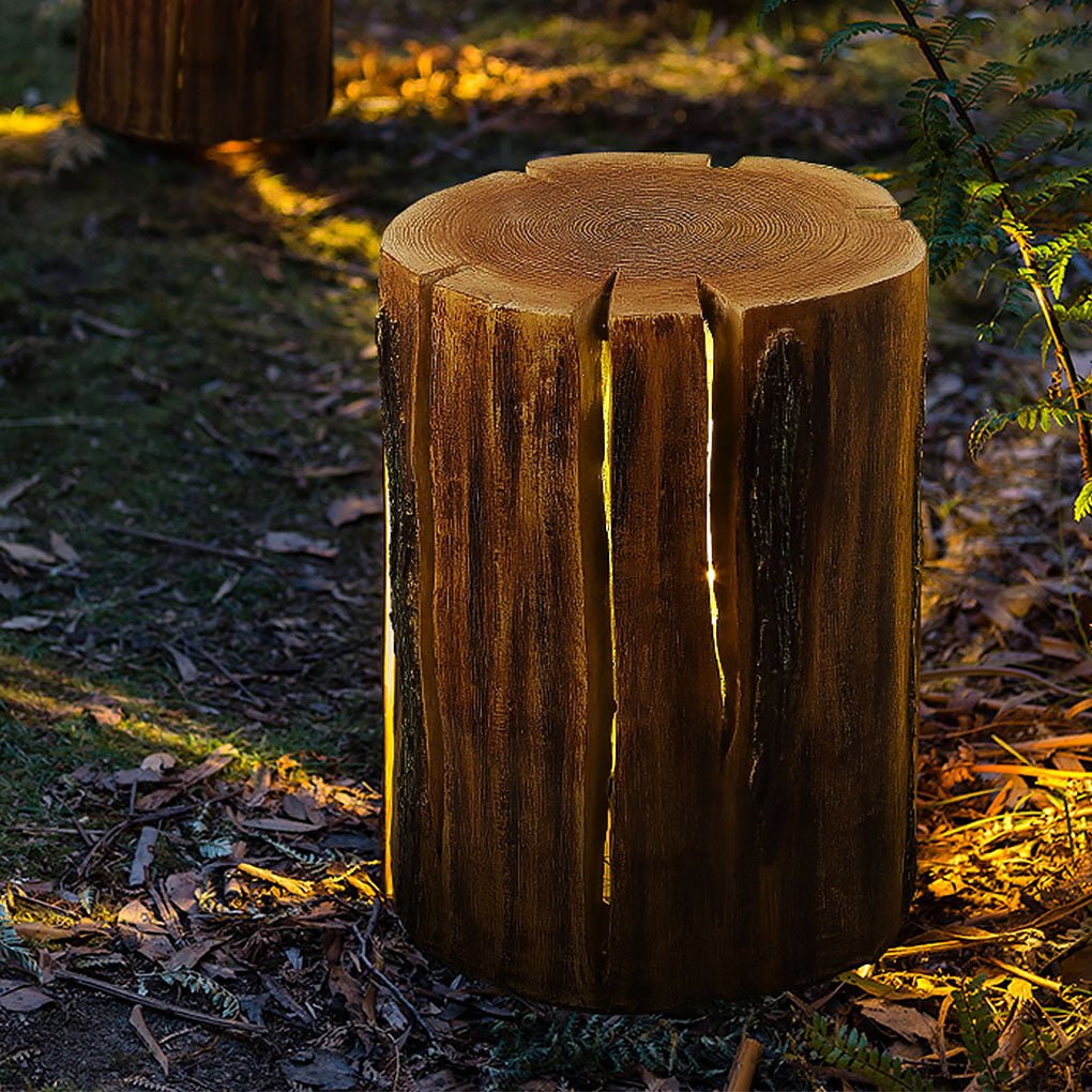 Resin Tree Stump Outdoor Light Rustic Decorative Garden Lawn LED Lamp