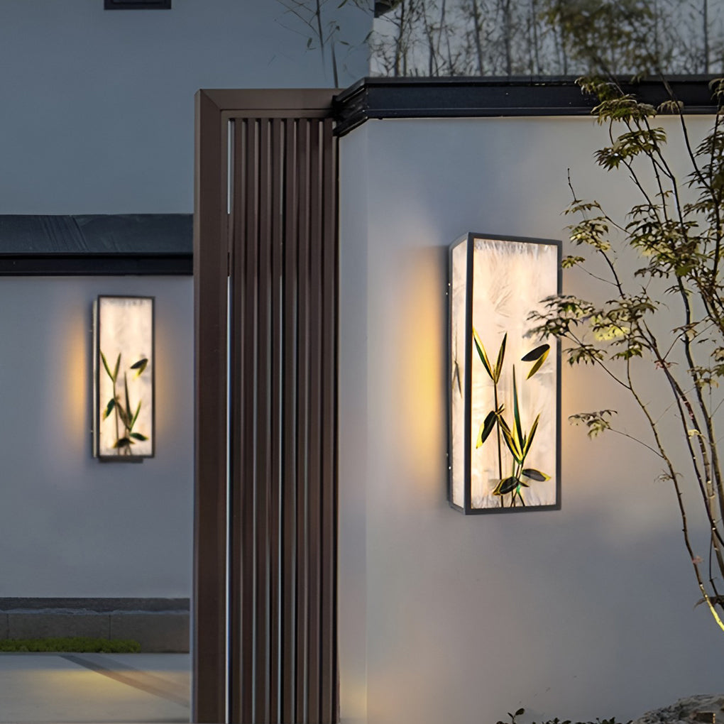Modern retaining wall light used on courtyard exterior wall