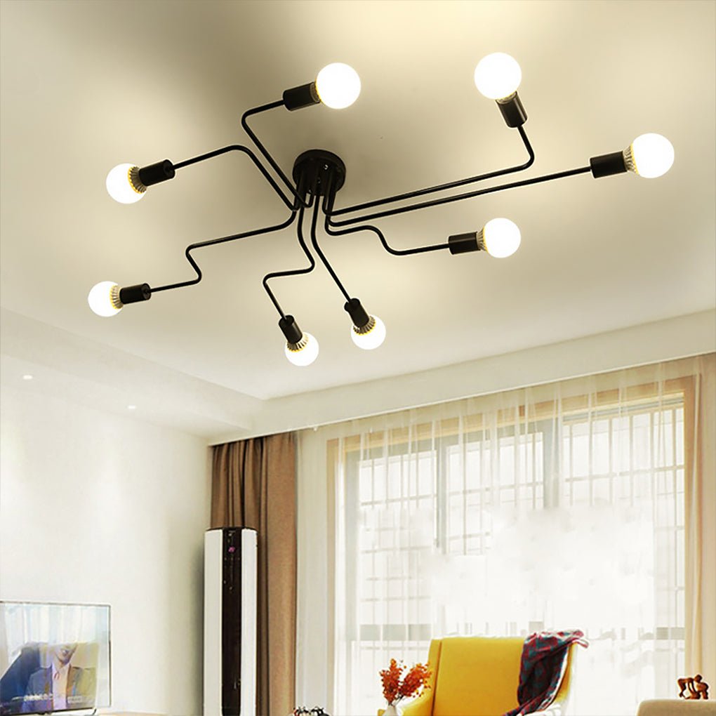 Retro Creative Industrial Style LED Three - color Light Ceiling Lamp with 8 Light Heads