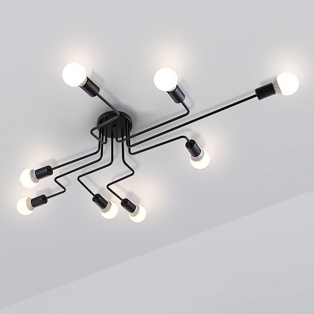 Retro Creative Industrial Style LED Three - color Light Ceiling Lamp with 8 Light Heads