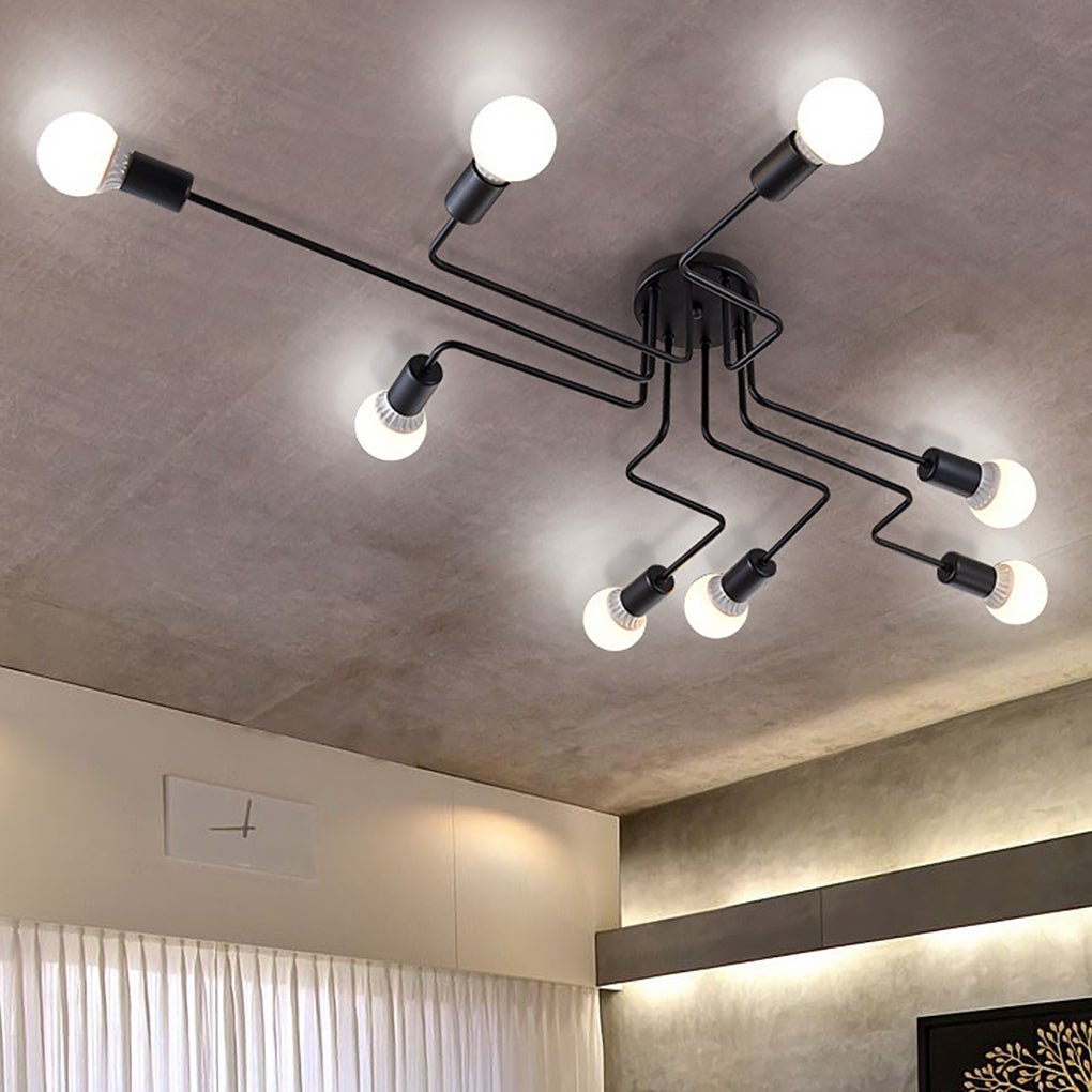 Retro Creative Industrial Style LED Three - color Light Ceiling Lamp with 8 Light Heads