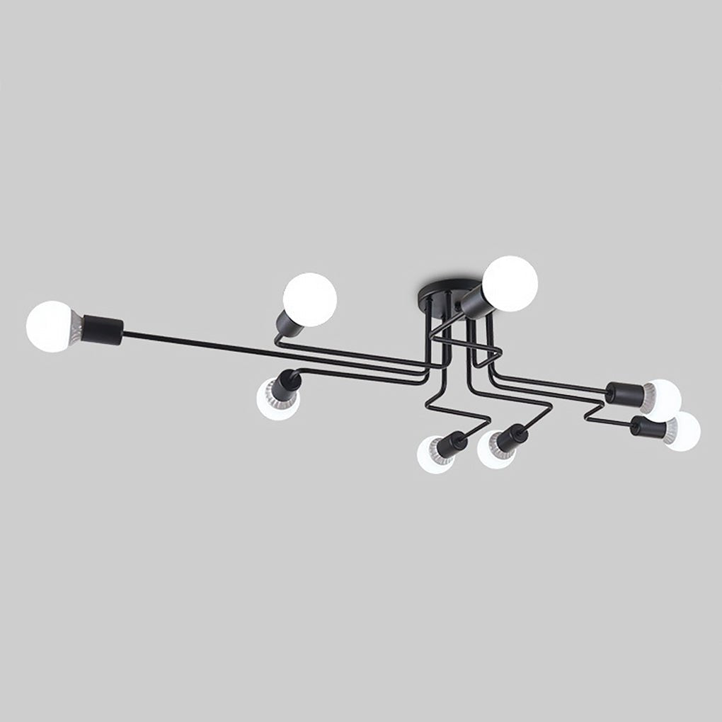 Retro Creative Industrial Style LED Three - color Light Ceiling Lamp with 8 Light Heads