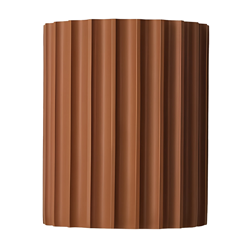 Ribbed wall sconces with close-up of the light source and diffusion.