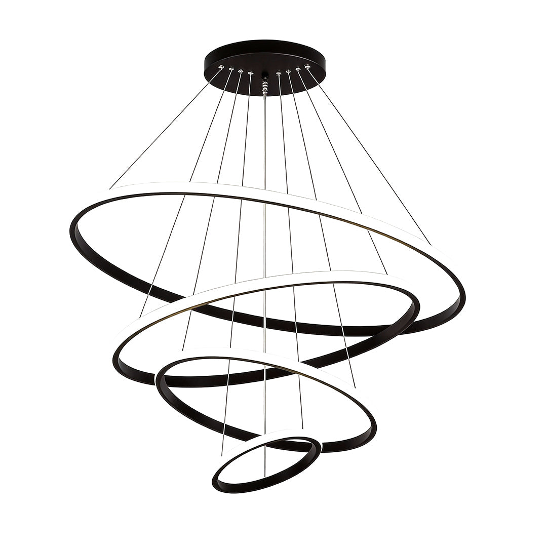 Technical dimension drawing of ring LED chandelier sizes.