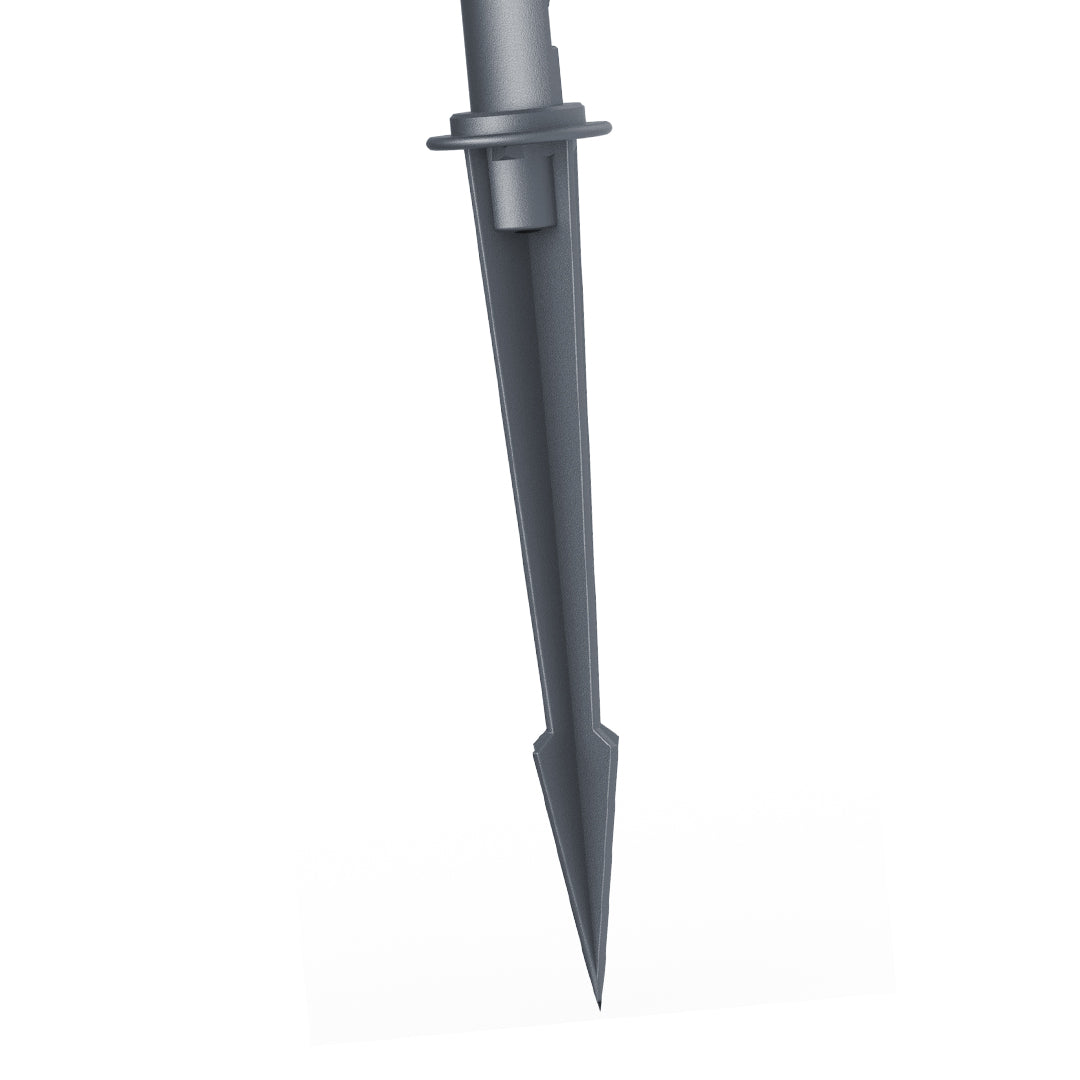 Robust ground stake component for professional spotlight installation with weather-resistant coating