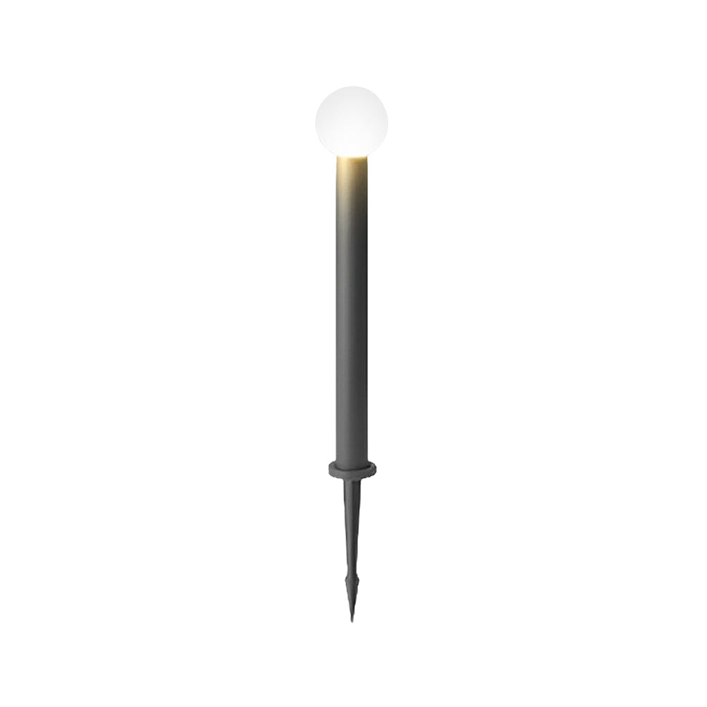 Round bollard lights with a minimalist design, enhancing a contemporary outdoor space.
