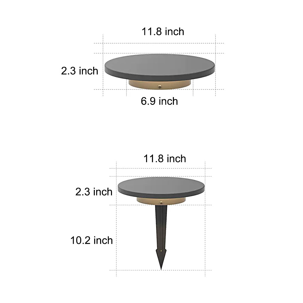 Round lawn light emitting soft LED glow around the base
