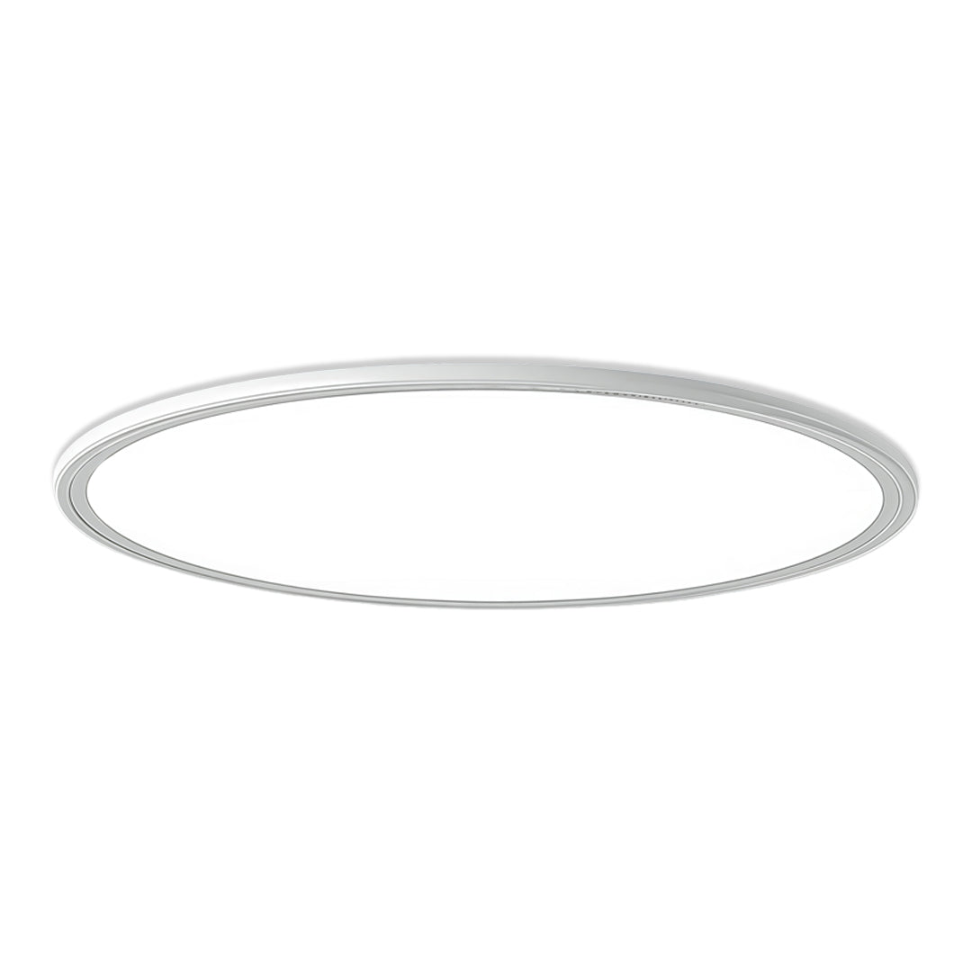 Round LED ceiling light featuring black trim